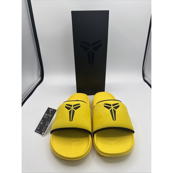 Nike Kobe Off Court Slides-Lightning Yellow-Black Mamba‎ Logo-Mens Size 10-NIB - Picture 2 of 7